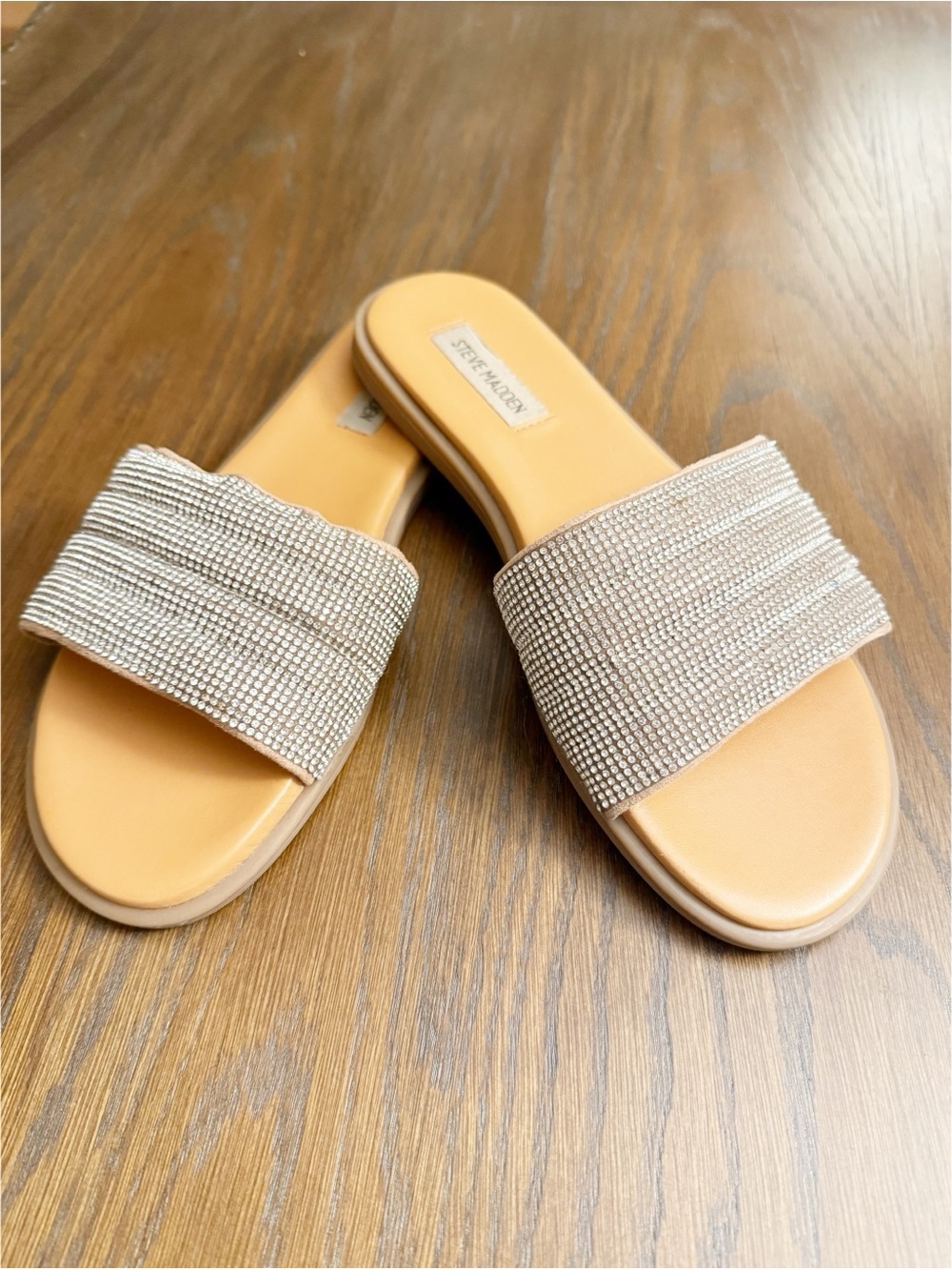 Steve Madden Rhinestone Slide Sandals Nude Size 9